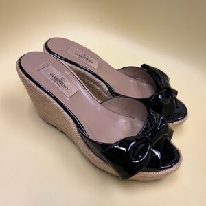Valentino espadrille wedge a black w bow size 37